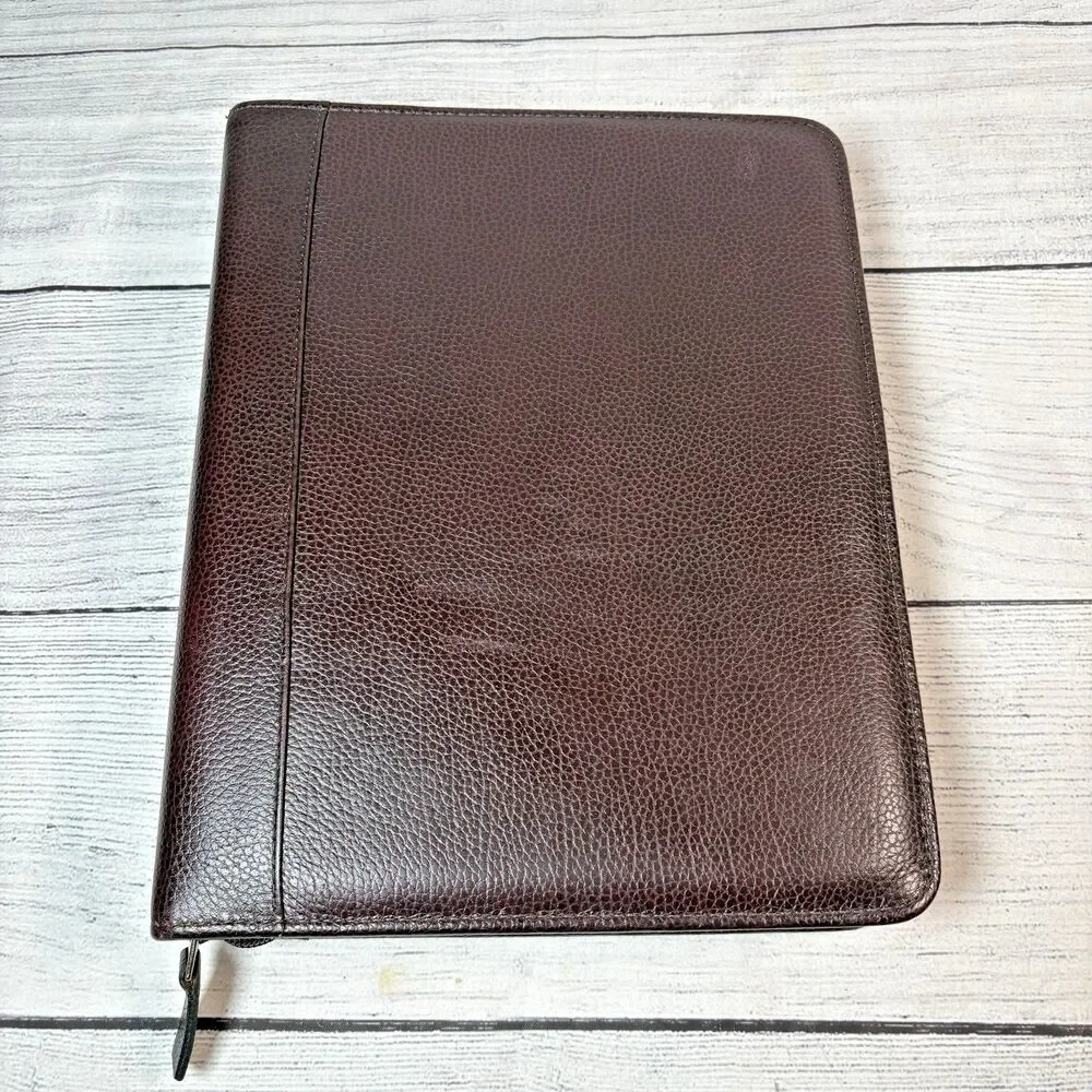 Vintage Franklin Covey Quest Brown Top Grain Leather 7 Ring Zip Planner USA